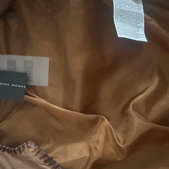 Zara NwT Fringed Tan leather jacket , size M - Picture 10 of 13